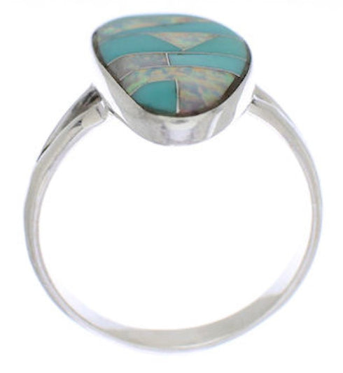 Authentic Sterling Silver Opal Turquoise Inlay Ring Size 8-3/4 WX41620